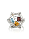 Anansi Silver Ring With Garnet, Blue Topaz and Citrine