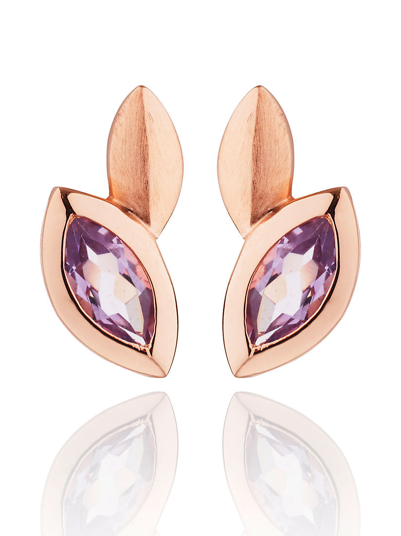 Nara Rose Gold Earrings With Amethyst