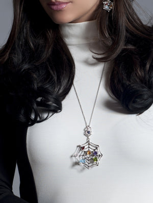 Anansi Ruthenium Necklace With Iolite, Blue Topaz, Amethyst and Peridot