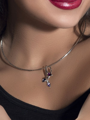 Kazo Silver Pendant With Amethyst, Rhodolite and Iolite