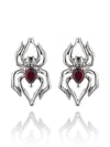 Anansi Mini Silver Earrings With Garnet