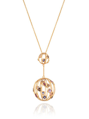 Divotra Gold pendant with Iolite Smoky Quartz  Amethyst And Rhodolite
