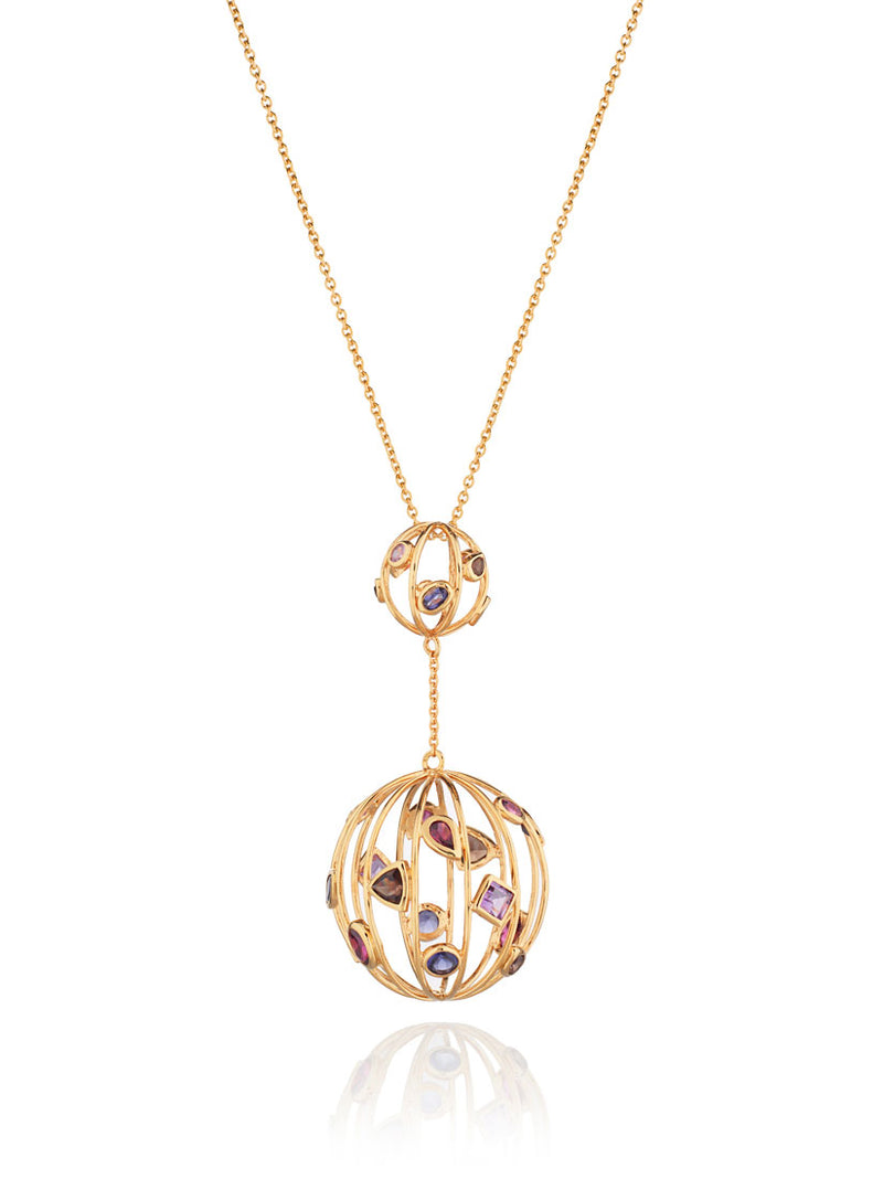 Divotra Gold pendant with Iolite Smoky Quartz  Amethyst And Rhodolite