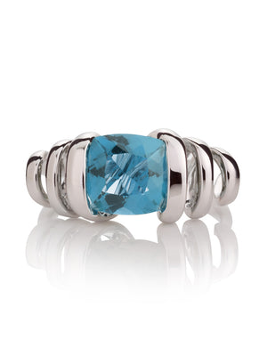 Eternal Silver Ring with Blue topaz Stone Silver