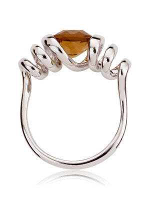 Eternal  Silver Ring with Cognac Quartz Stone