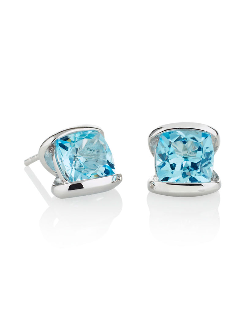 Infinity Silver Earrings With Blue topaz