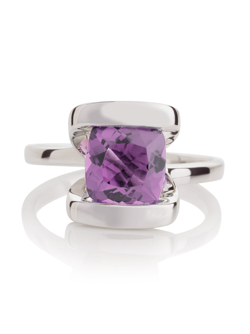 Infinity Silver Ring With Amethyst