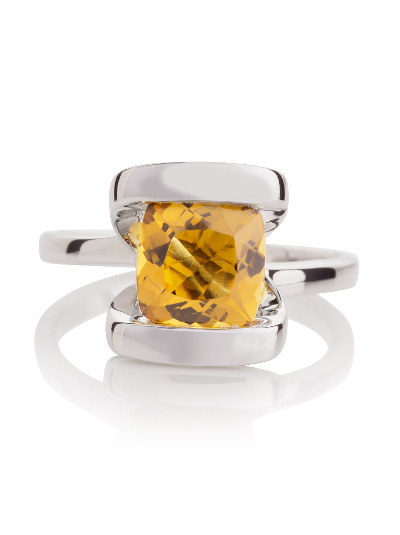 Infinity Silver Ring With Citrine