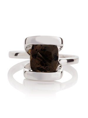 Infinity Silver Ring With Smoky Quartz