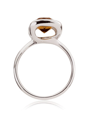 Infinity Silver Ring With Lemon Quartz