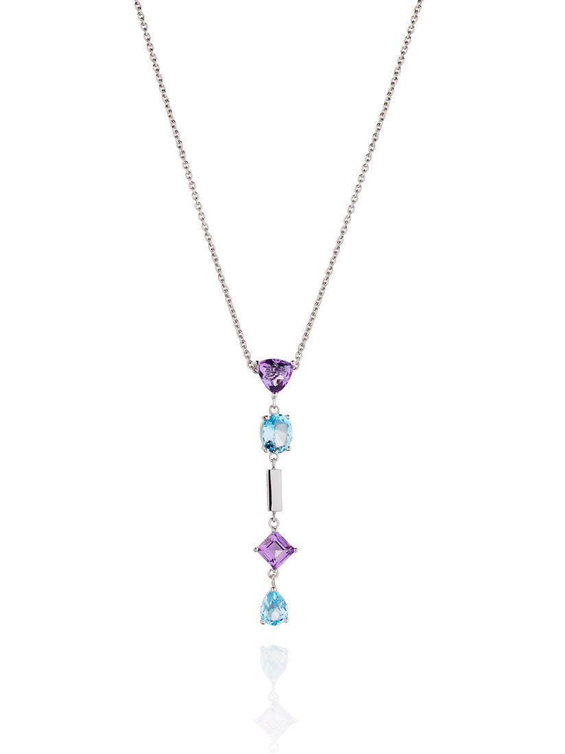 Labozia Silver Pendant With Amethyst and Blue Topaz