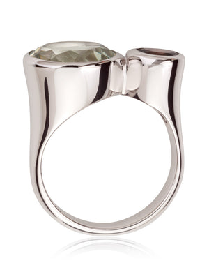 Lana Silver Ring with Green Amethyst And Smoky Quartz