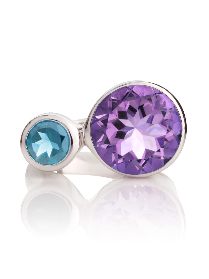Lana Silver Ring with Amethyst And Blue Topaz
