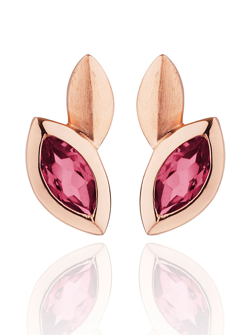 Nara Rose Gold Earrings With Rhodolite