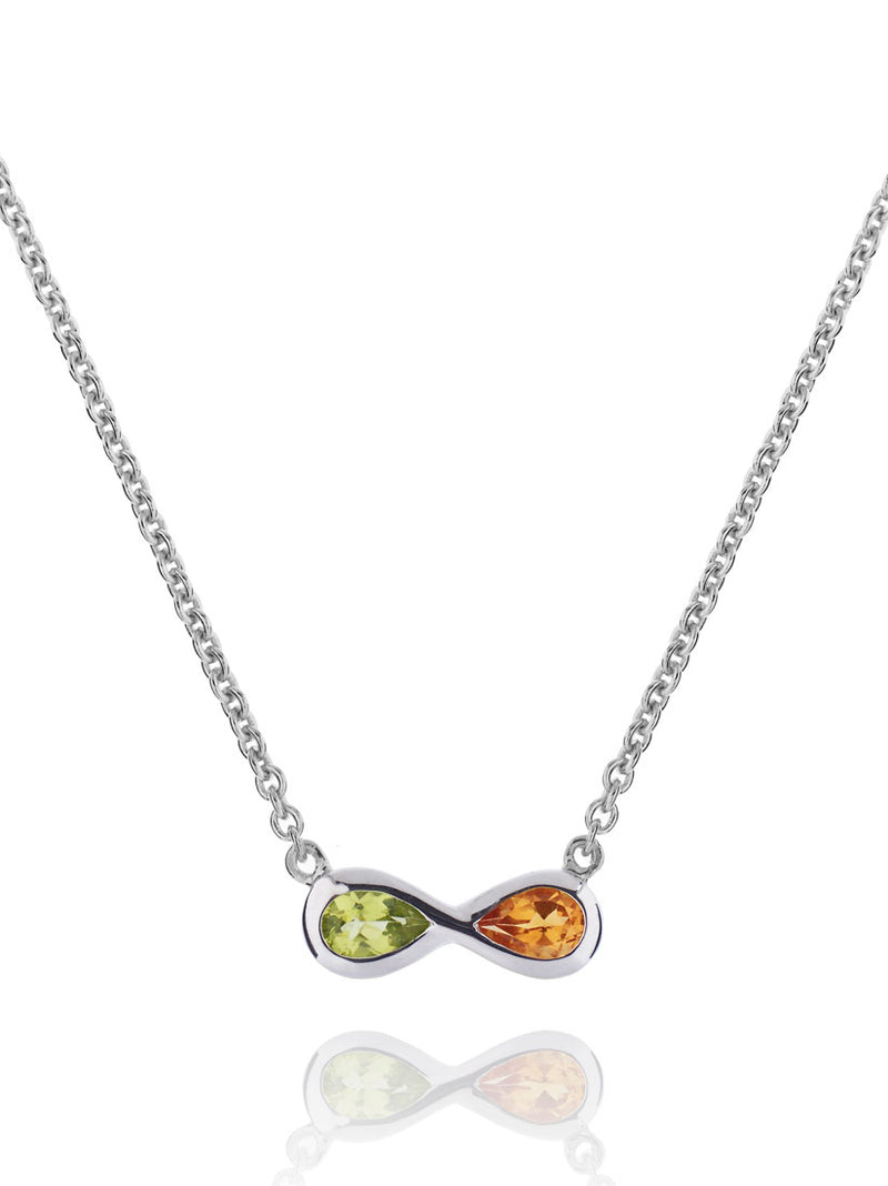 Sempre Silver Necklace With Peridot and Citrine