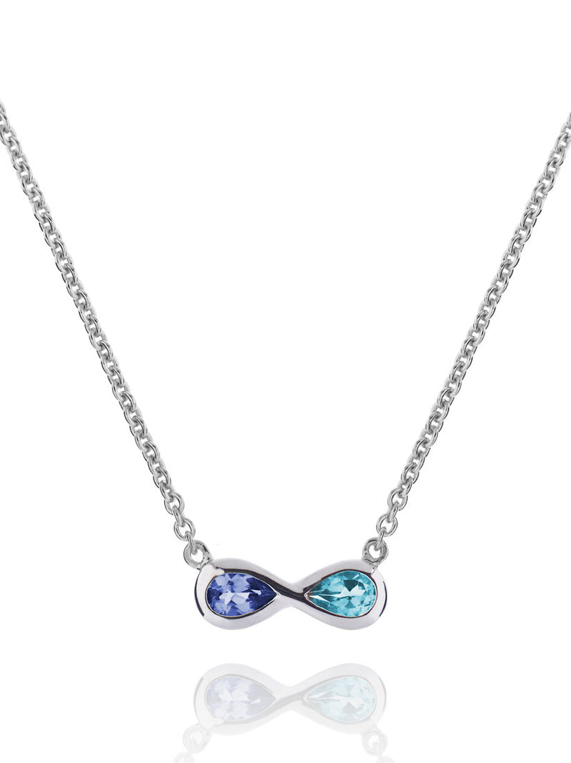 Sempre Silver Necklace With Blue Topaz and Iolite