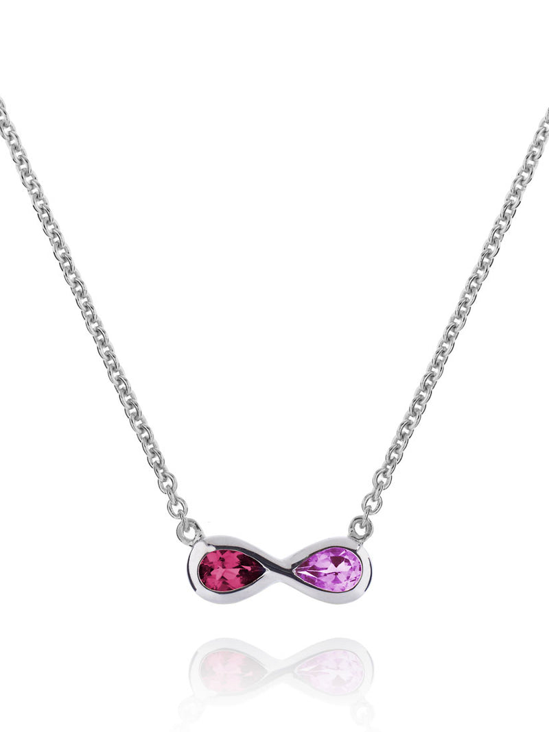 Sempre Silver Necklace With Amethyst and Rhodolite