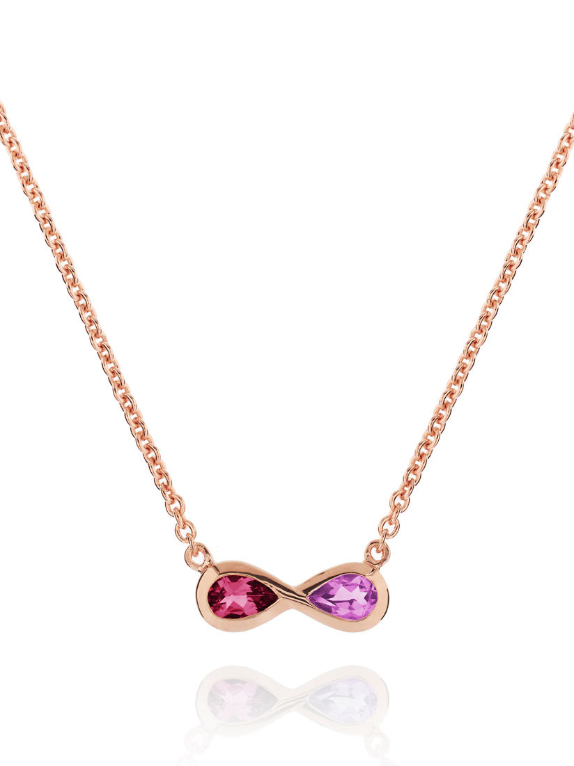 Sempre Rose Gold Necklace With Amethyst and Rhodolite
