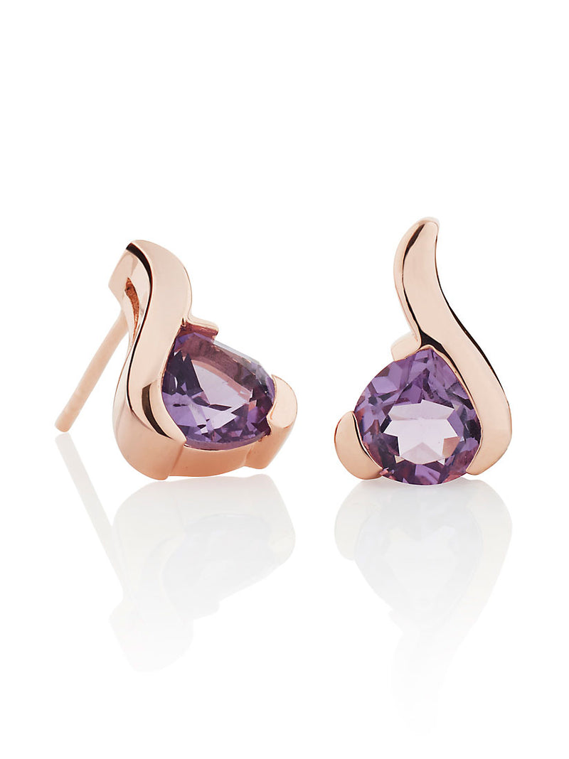 Sensual Rose Gold Earrings with Amethyst