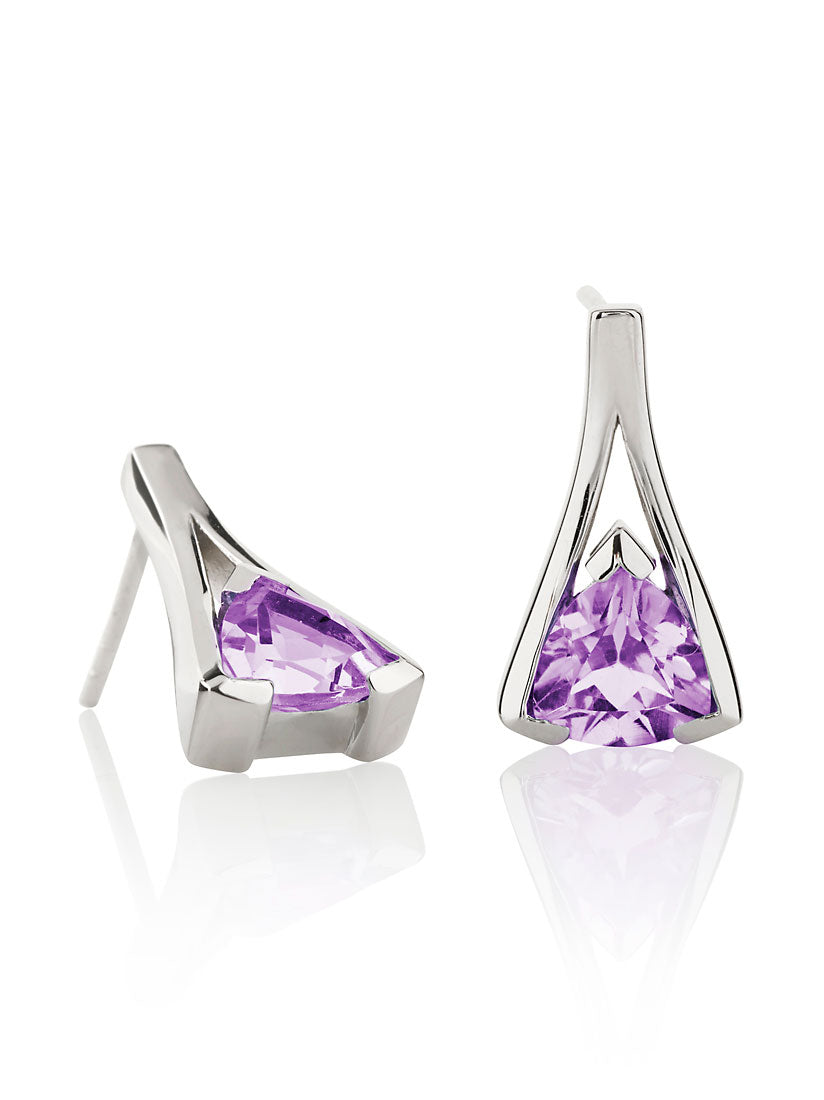 Valentine Silver Earrings With Amethyst