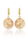 Votra Gold Earrings with Blue topaz  Amethyst  Rhodolite And Citrine