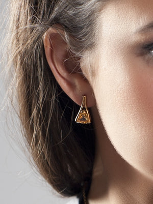 Valentine Gold Earrings With Citrine
